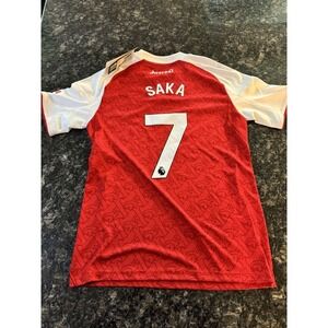 Adidas Official Bukayo Saka Arsenal 2023/24 Home Player Jersey -Red-Gold Youth M